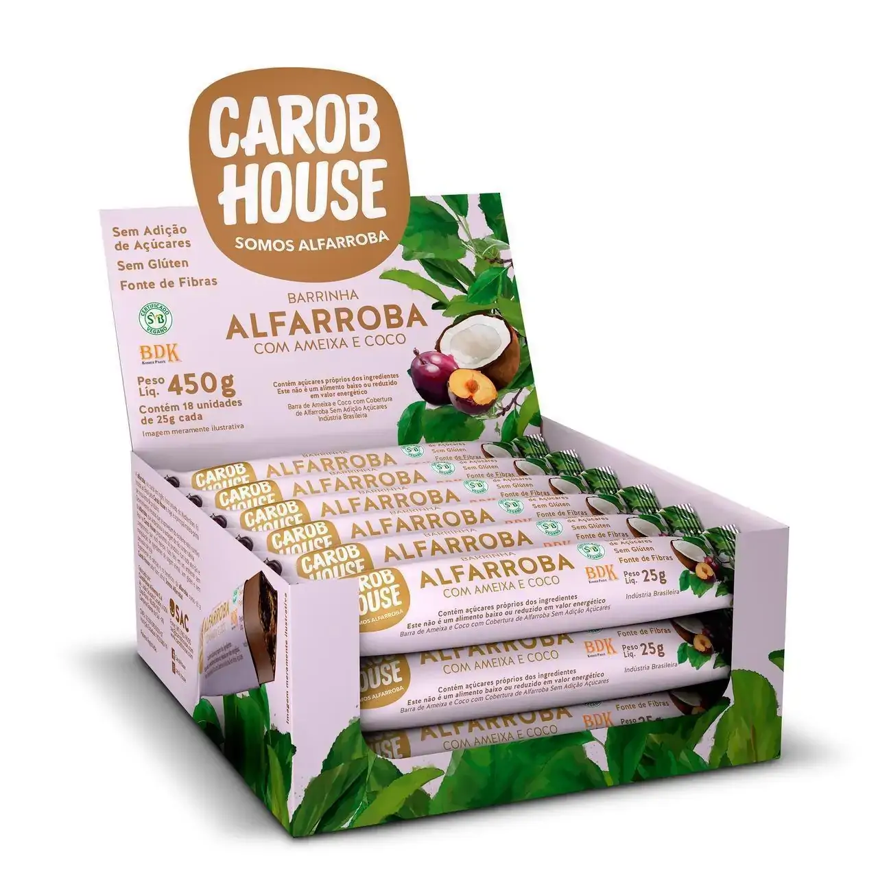Carob Alfarroba C/ameixa/coco 25g C/18 Carob House