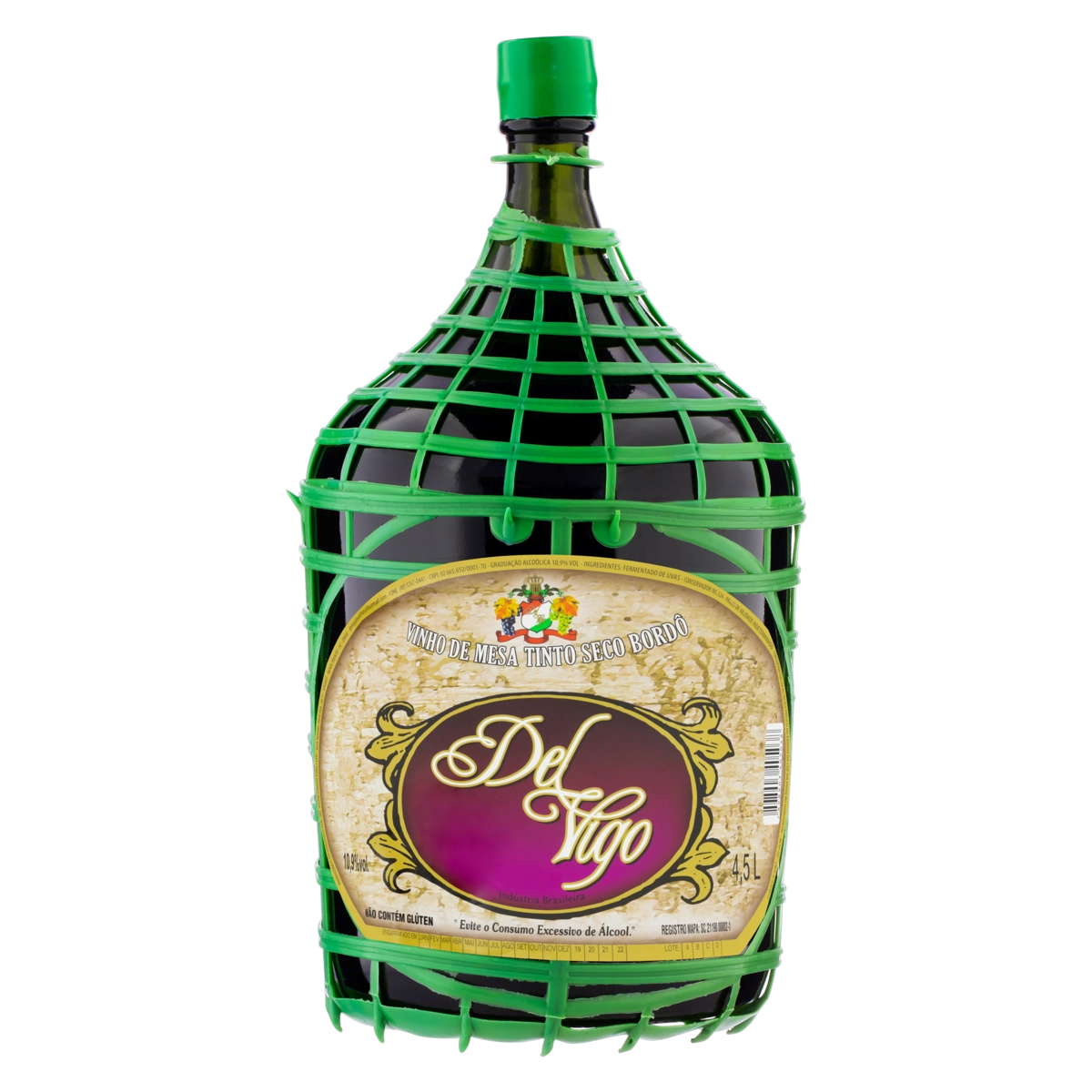Vinho Brasileiro Tinto Seco Del Vigo Bordô Garrafão 4,5l