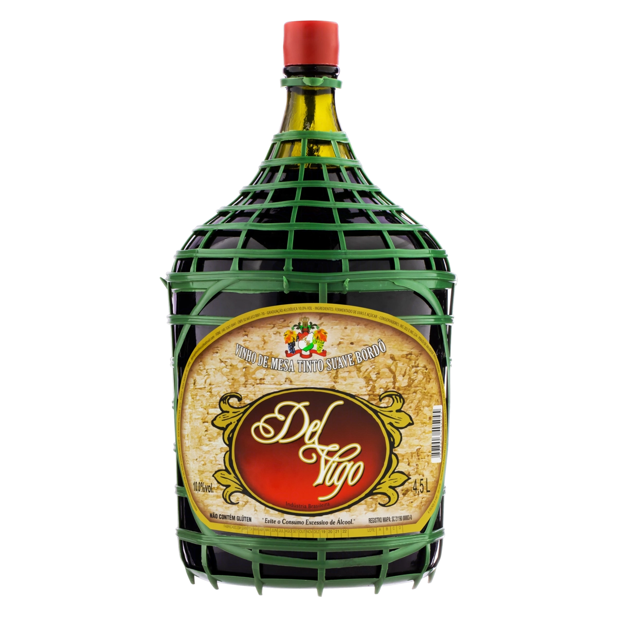 Vinho Brasileiro Tinto Suave Del Vigo Bordô Garrafão 4,5l