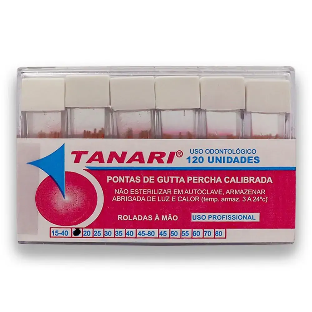 Cone De Guta Percha Calibrada Tubo 28mm com 120 - Tanari - Cone De Guta Percha Calibrada Tubo 15 28m