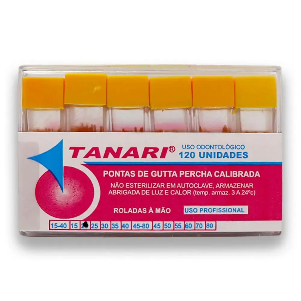 Cone De Guta Percha Calibrada Tubo 28mm com 120 - Tanari - Cone De Guta Percha Calibrada Tubo 20 28m