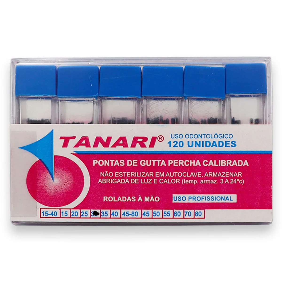 Cone De Guta Percha Calibrada Tubo 28mm com 120 - Tanari - Cone De Guta Percha Calibrada Tubo 30 28m