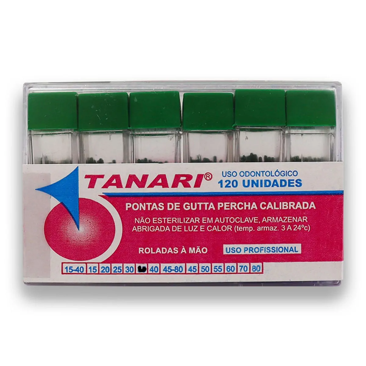 Cone De Guta Percha Calibrada Tubo 28mm com 120 - Tanari - Cone De Guta Percha Calibrada Tubo 35 28m