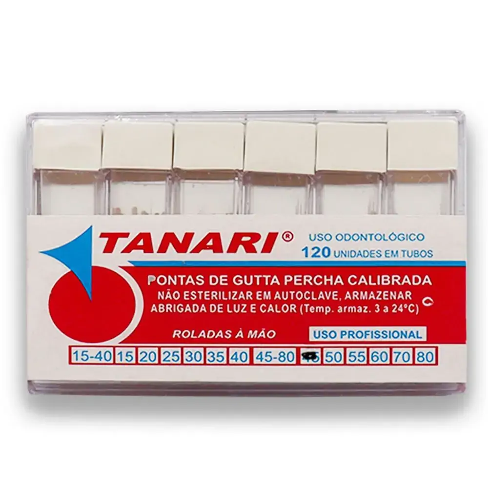 Cone De Guta Percha Calibrada Tubo 28mm com 120 - Tanari - Cone De Guta Percha Calibrada Tubo 45 28m