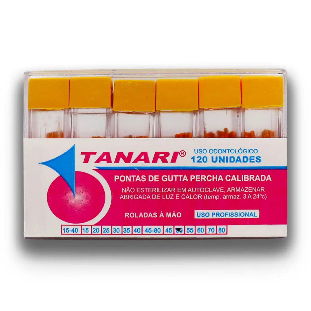 Cone De Guta Percha Calibrada Tubo 28mm com 120 - Tanari - Cone De Guta Percha Calibrada Tubo 50 28m