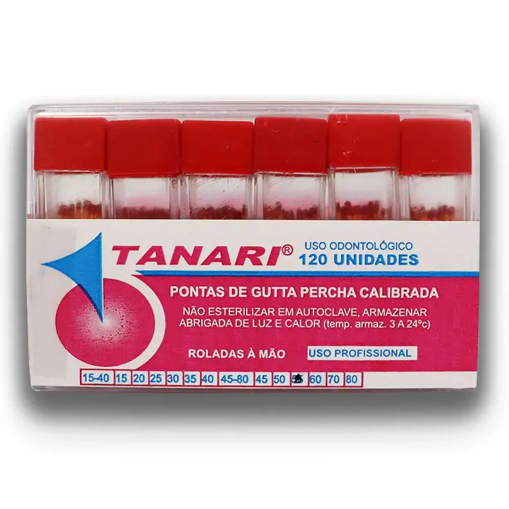 Cone De Guta Percha Calibrada Tubo 28mm com 120 - Tanari - Cone De Guta Percha Calibrada Tubo 55 28m