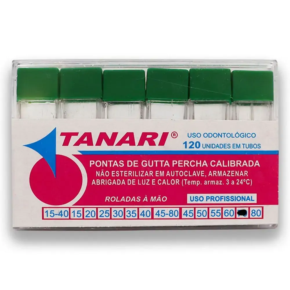 Cone De Guta Percha Calibrada Tubo 28mm com 120 - Tanari - Cone De Guta Percha Calibrada Tubo 70 28m