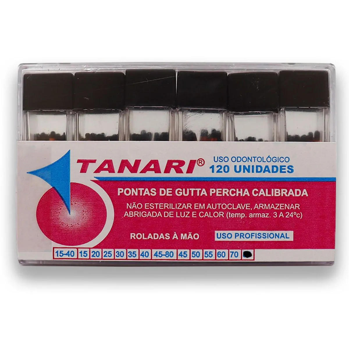 Cone De Guta Percha Calibrada Tubo 28mm com 120 - Tanari - Cone De Guta Percha Calibrada Tubo 80 28m
