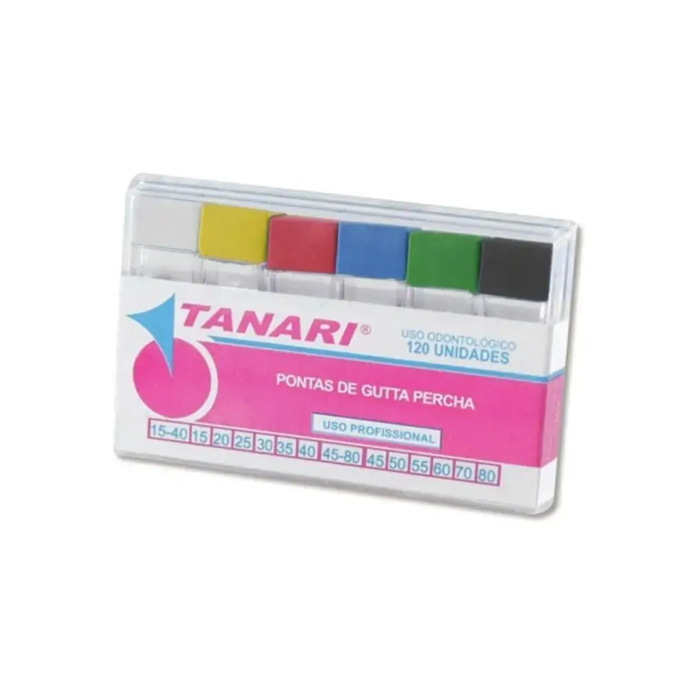 Pontas De Guta Percha Calibrada com 120 Unidades Tanari 45-80