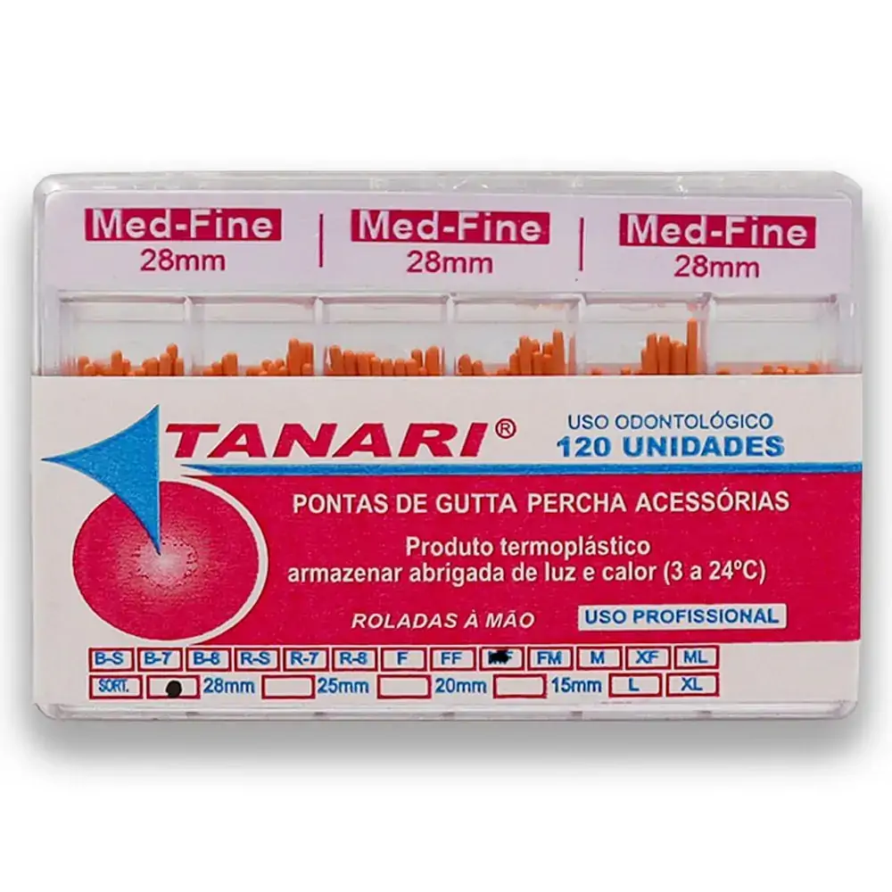 Cone De Guta Percha Secundaria 28mm - Tanari - Cone De Guta Percha Secundaria Mf 28Mm - Tanari
