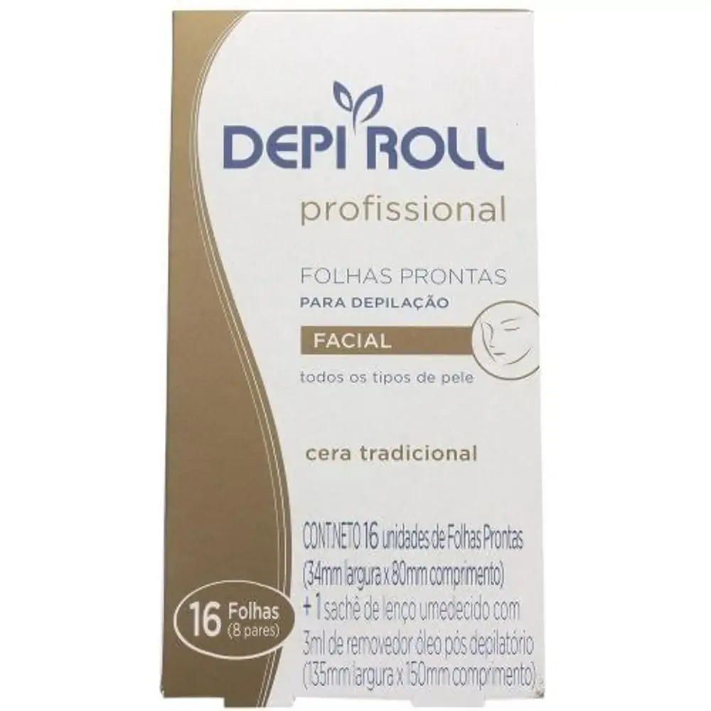 Folhas Para Depilação Facial Depi Roll Profissional 16 Unidades