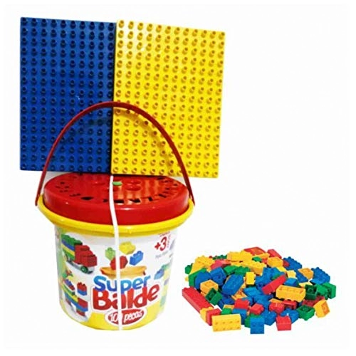 Super Baldinho Menino com 100 Blocos de Montar