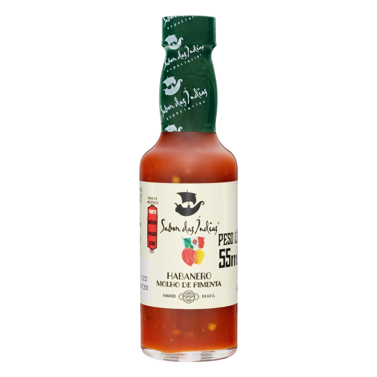 Molho Pimenta Habanero Sem Glúten Vegano 55ml Sabor Índias