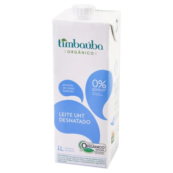 Leite Esterilizado Desnatado Orgânico Timbaúba Garrafa 1l