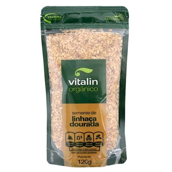 Linhaça Dourada Em Grãos Orgânica Vitalin Pouch 120g