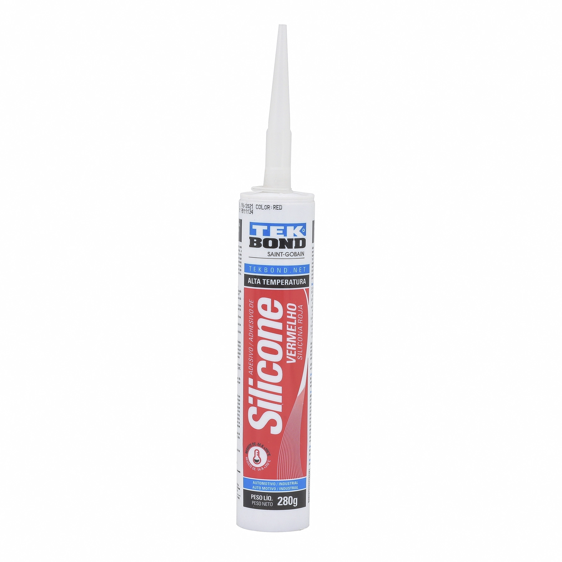 Silicone Acético Alta Temperatura Vermelho Tubo 280g Tekbond