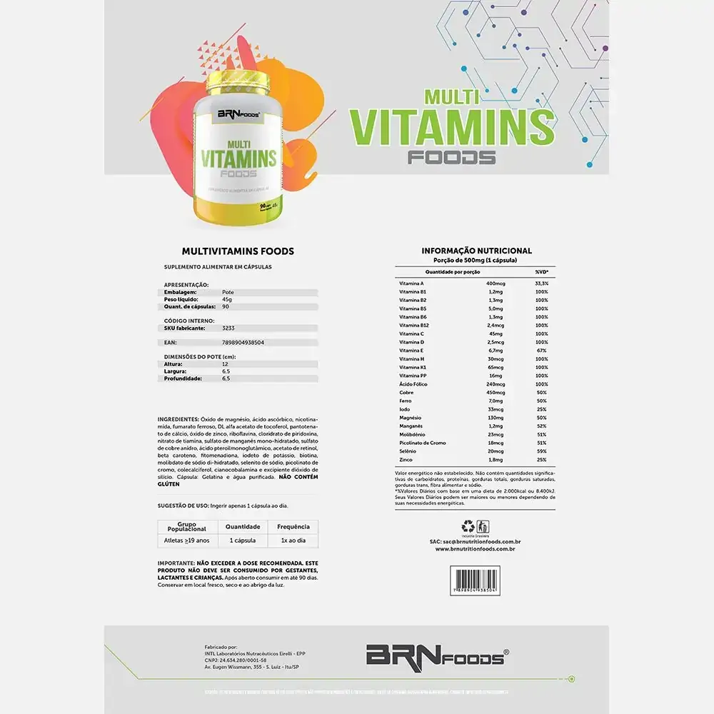 Multivitamins Foods 90 Cáps ¿ BRNFOODS