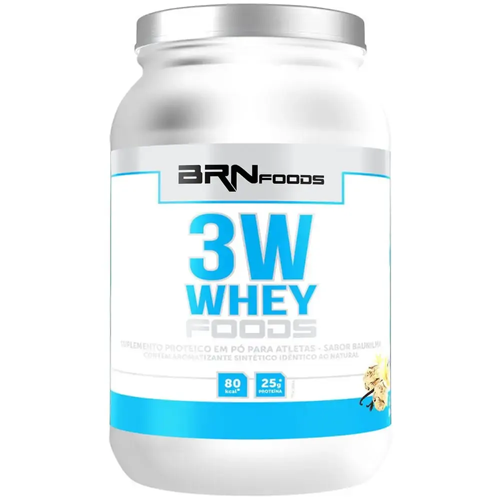 3w Whey Brn Foods 900g Sabor Baunilha .