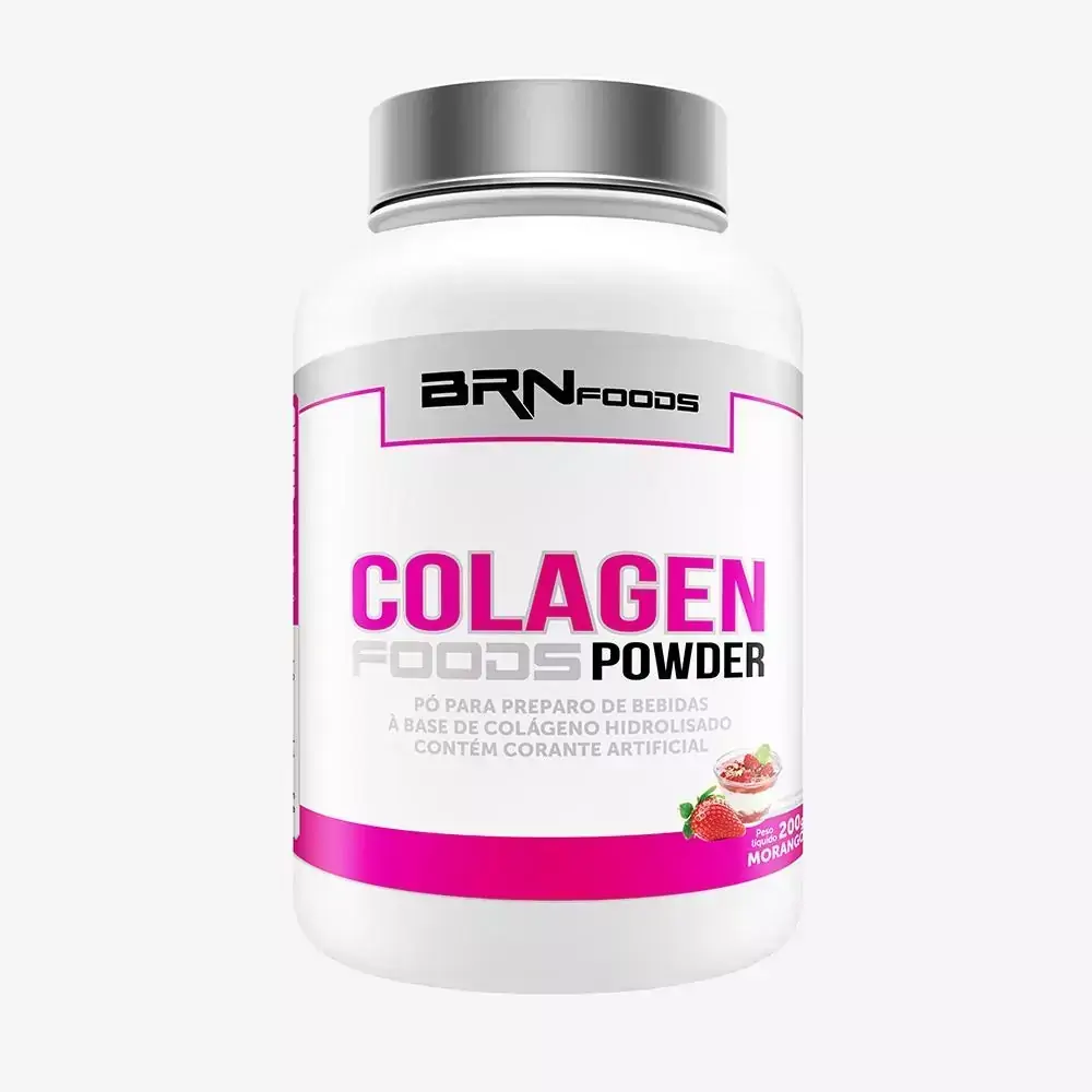 Colágeno - Colagen Foods Powder 200 g - Sabor Morango ¿ BRNFOODS
