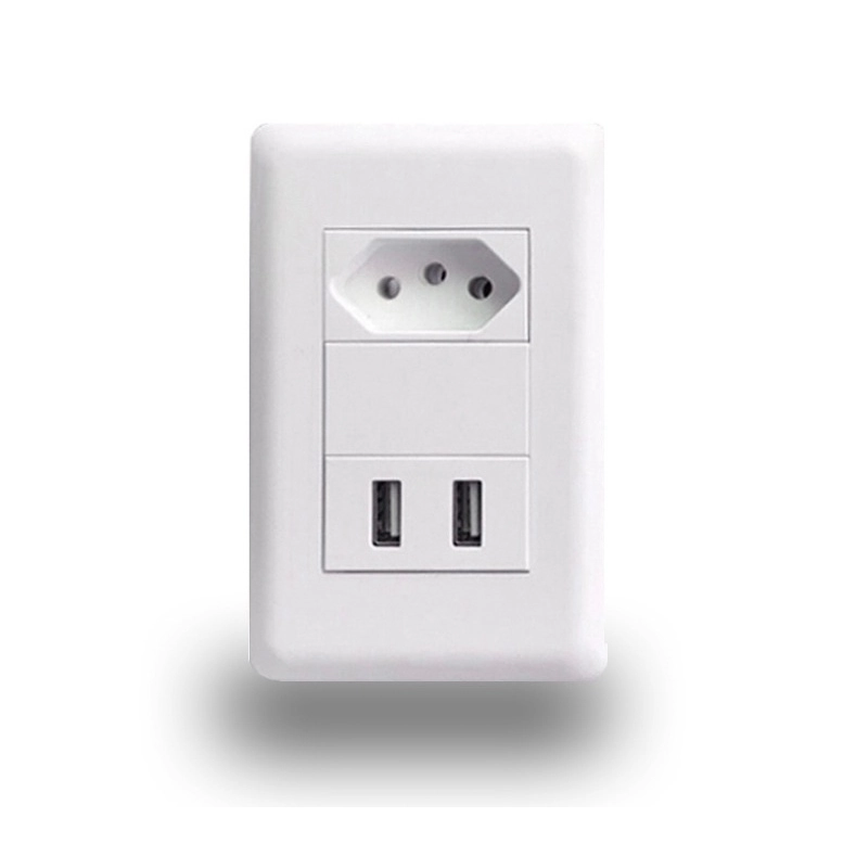 Tomada De Parede Com 2 Portas Carregador Usb