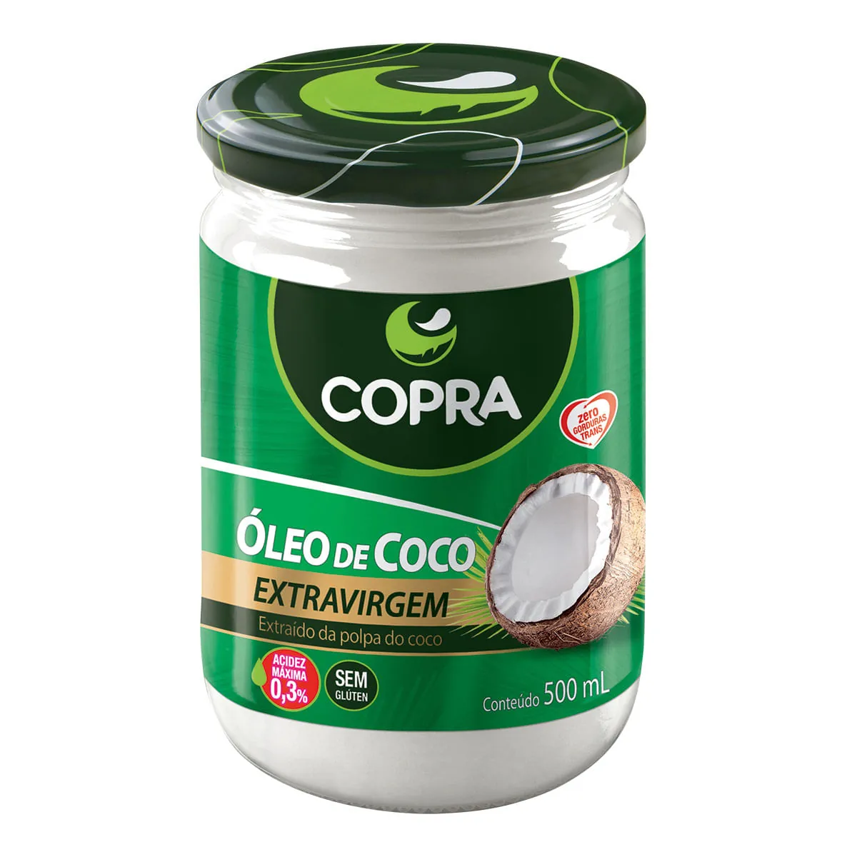 óleo De Coco Extra Virgem Copra Vidro 500ml