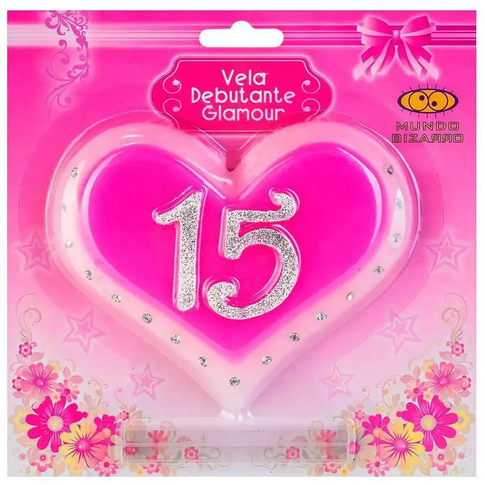 Vela Debutante Glamour Coracao N 15 Ros