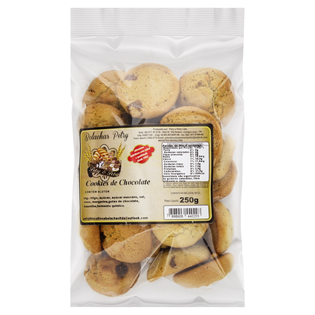 Biscoito Cookie Chocolate Petry Pacote 250g