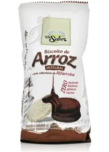 Biscoito De Arroz Integral Com Cobertura De Alfarroba Dr Sabor 50g