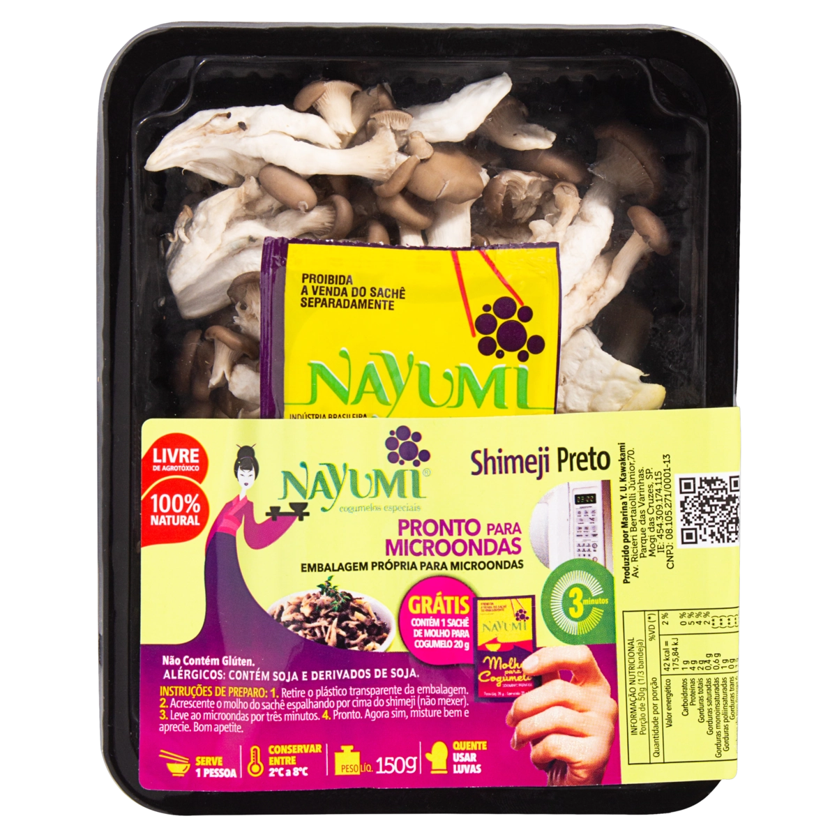 Cogumelo Shimeji Preto Nayumi Bandeja 150g Grátis 1 Sachê De Molho Para Cogumelo 20g