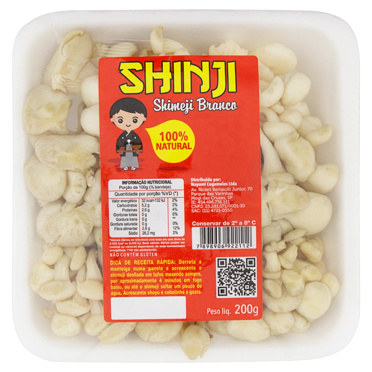 Cogumelo Shimeji Branco Shinji Bandeja 200g