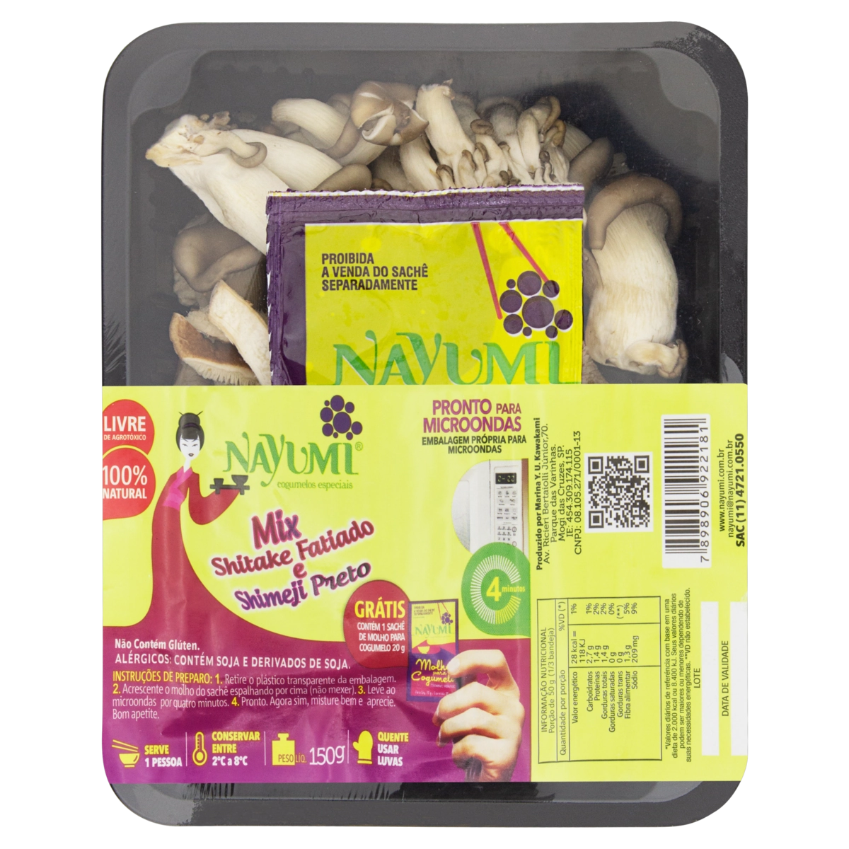 Mix De Cogumelo Shiitake E Shimeji Preto Nayumi Bandeja 150g Grátis 1 Sachê De Molho Para Cogumelo 2