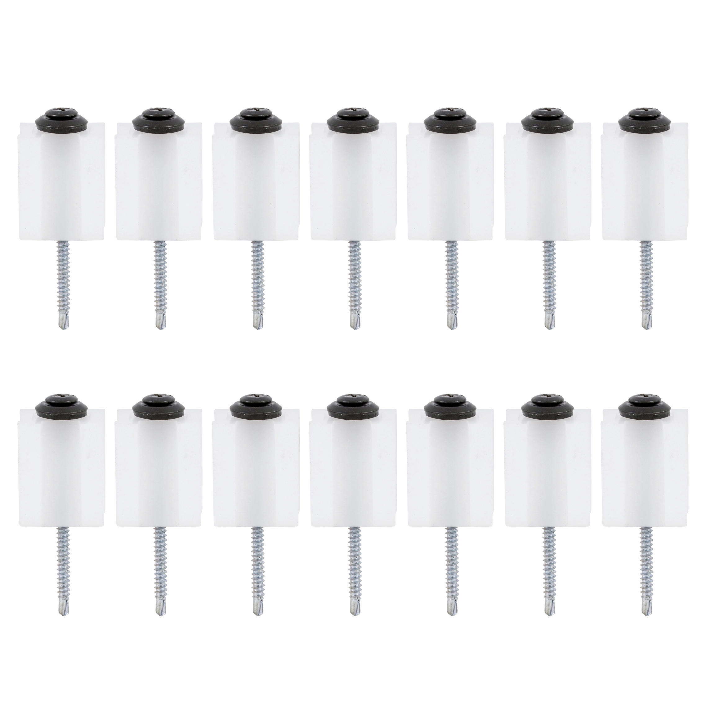 Kit com 14 Parafusos Autobrocantes 1/4"x65mm 14 Anilhas Cinza e 14 Calços de Fixação em PEAD para Telhas Onduclair Onduline