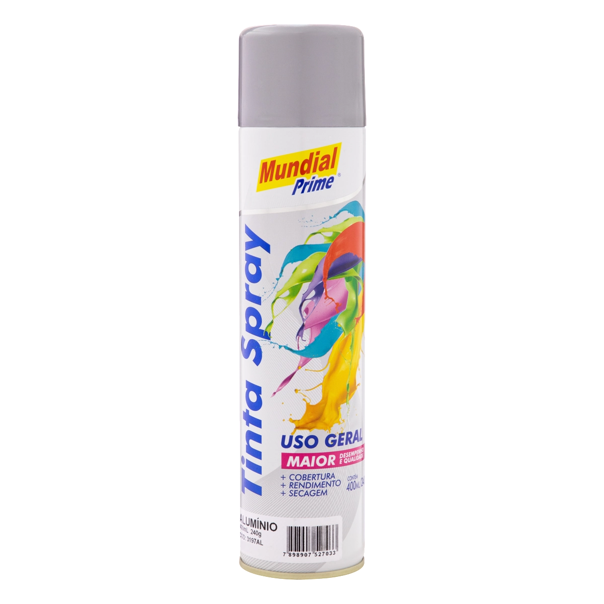 Tinta Uso Geral Spray Alumínio Mundial Prime Lata 400ml