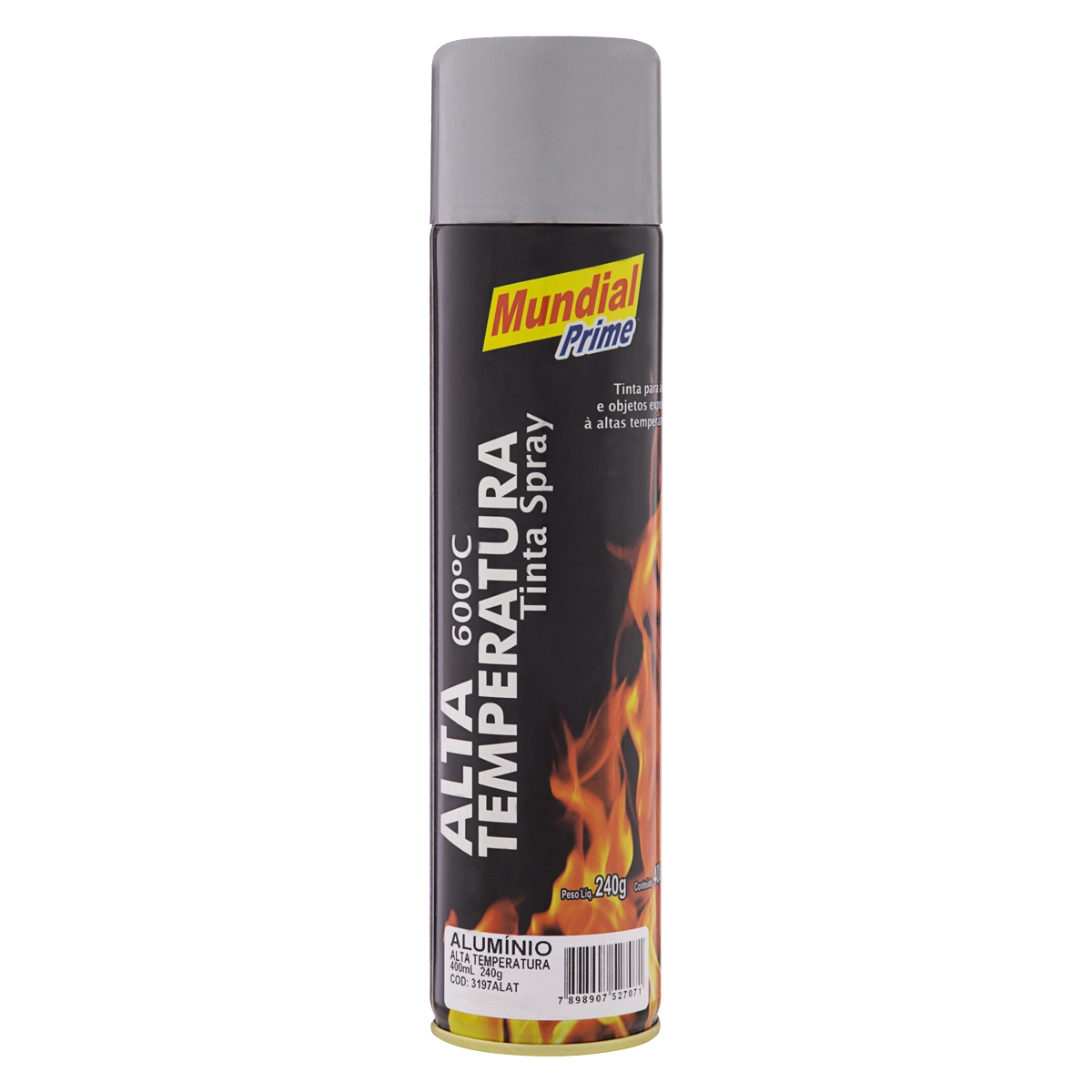 Tinta Spray Alta Temperatura Alumínio Mundial Prime Lata 400ml