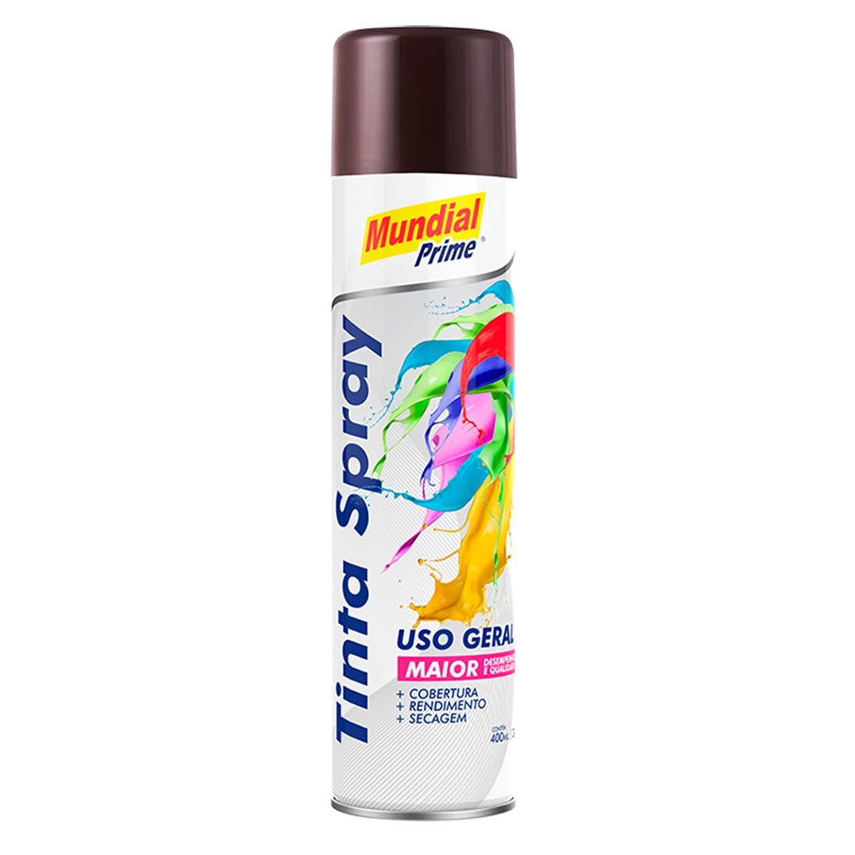 Tinta Uso Geral Spray Marrom Mundial Prime Lata 400ml