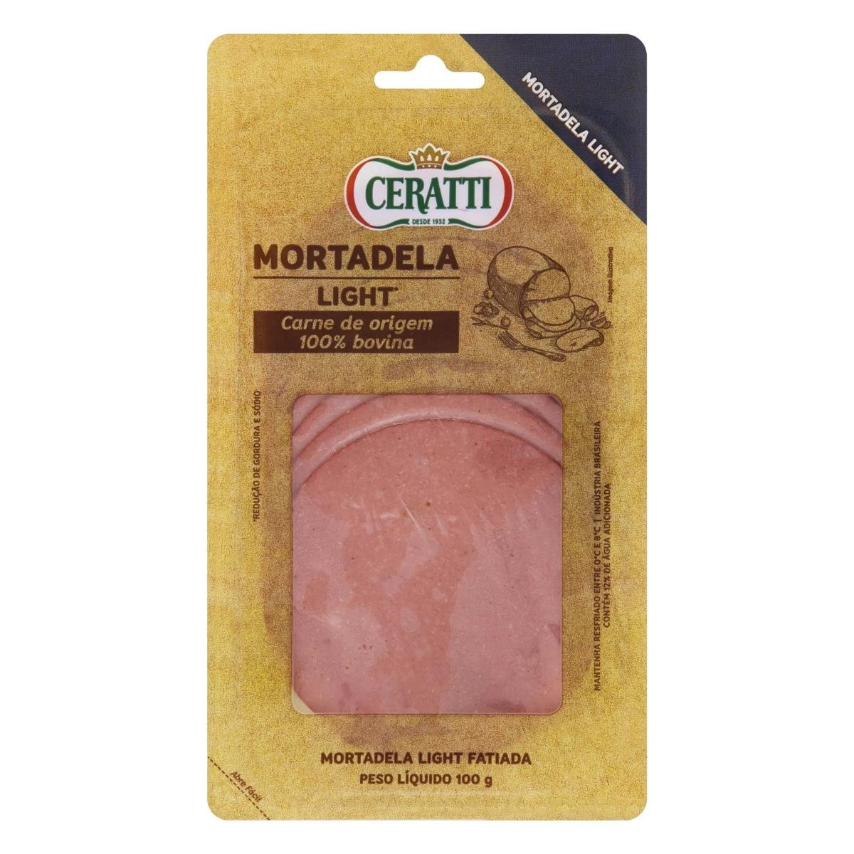 Mortadela Bovina em Fatias Light Ceratti 100g