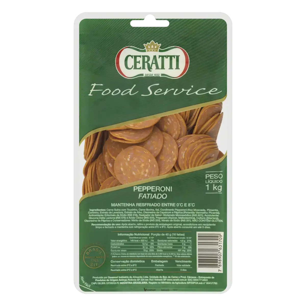 Linguiça Fatiada Pepperoni Ceratti 1kg