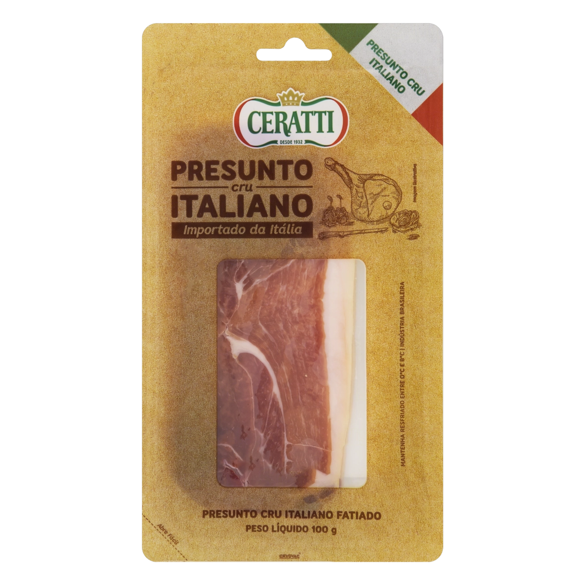 Presunto Cru Italiano CERATTI Fatiado 100g