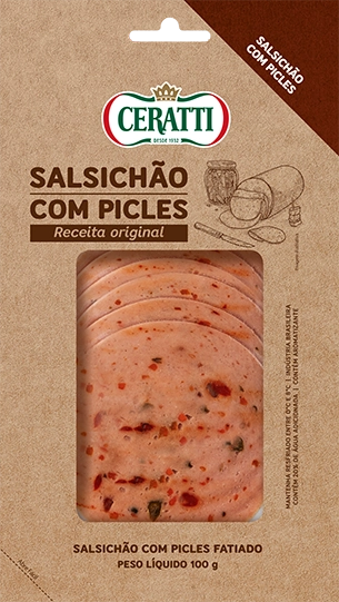 Salsichão Com Picles Fatiado Ceratti Bandeja 100g