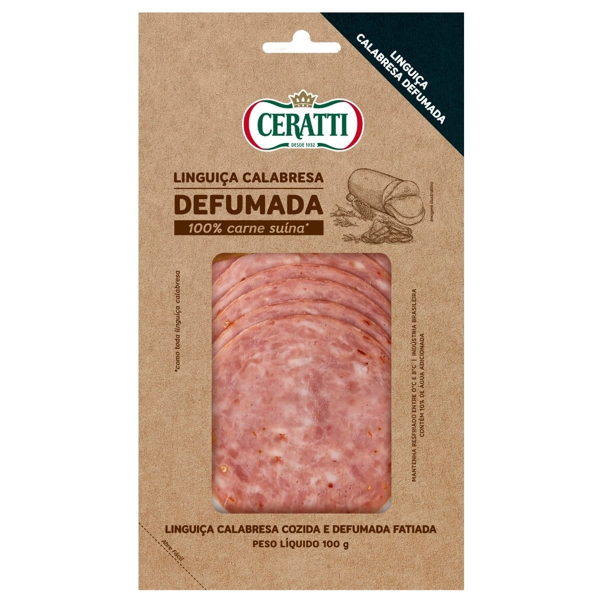 Linguiça Calabresa Cozida Fatiada CERATTI 100g