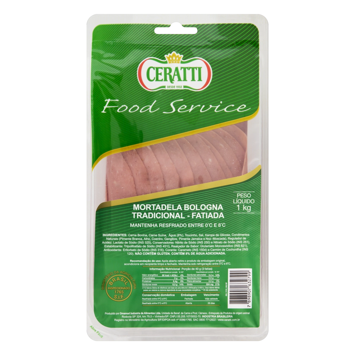 Mortadela Bologna Fatiada Ceratti 1kg