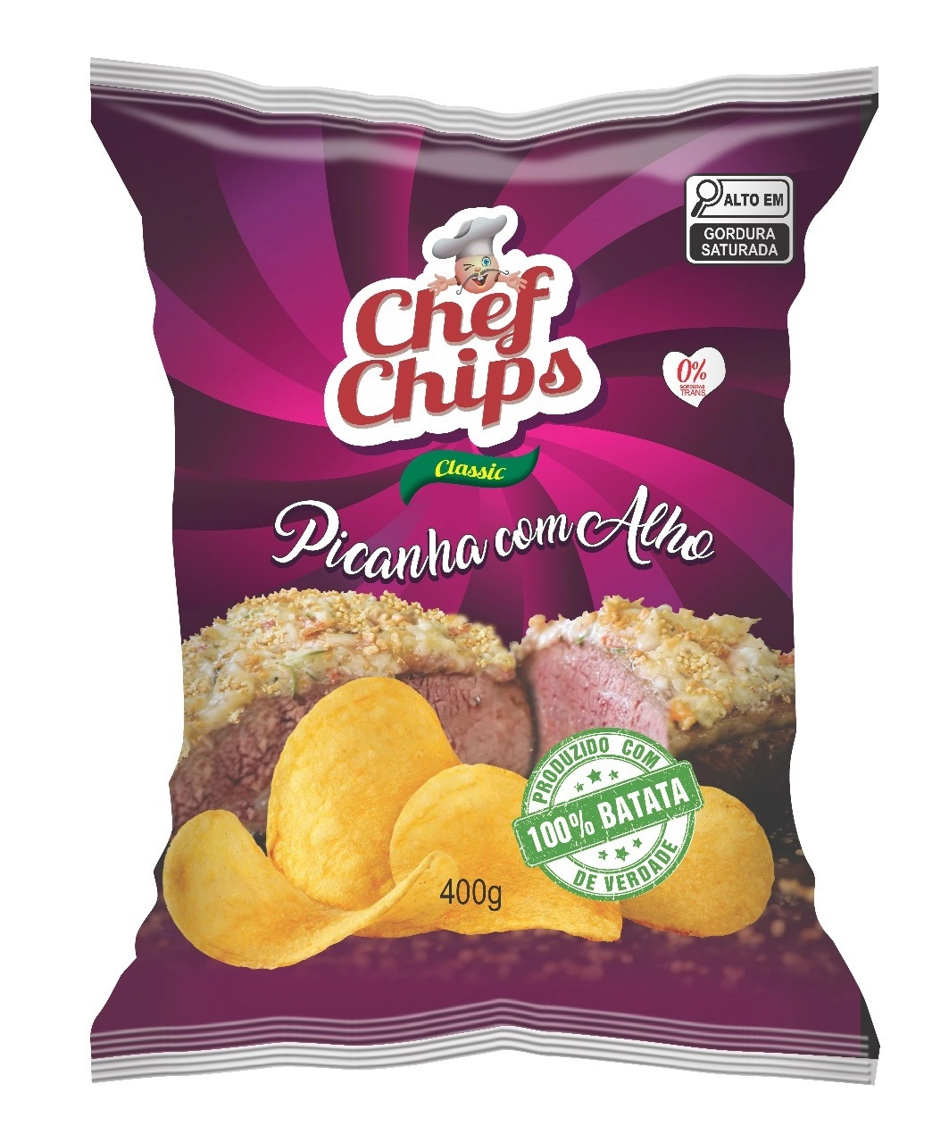 Batata Chef Chips 400g Picanha C/alho