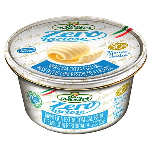 Manteiga Extra Com Sal Zero Lactose Gran Mestri Lata 200g