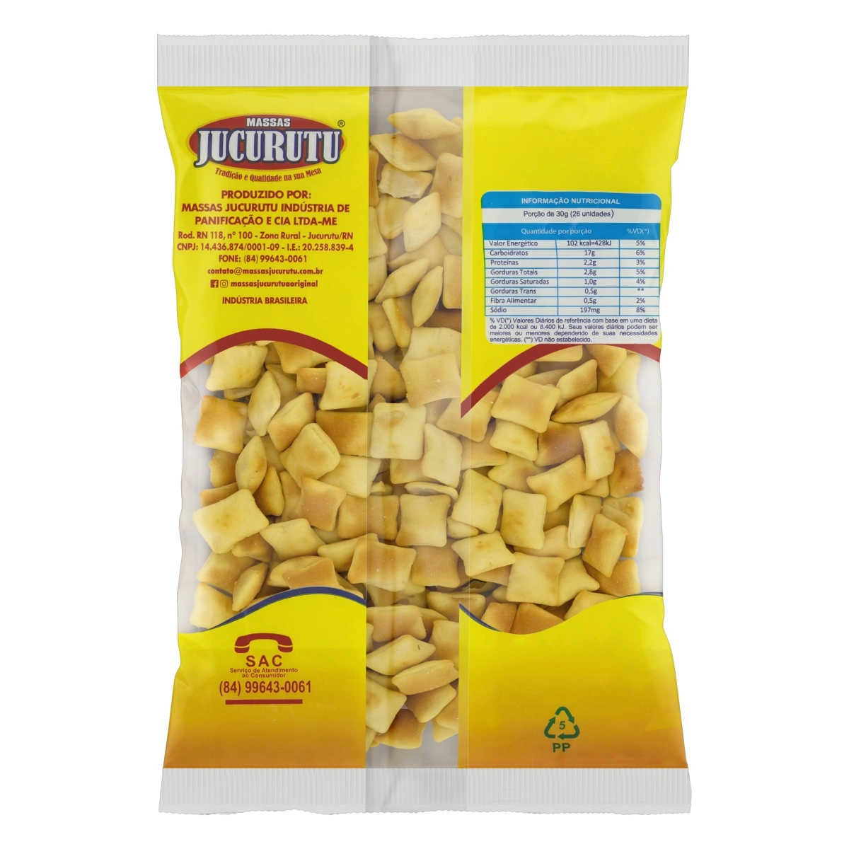Bolacha Amanteigada Quadrada Massas Jucurutu Pacote 250g