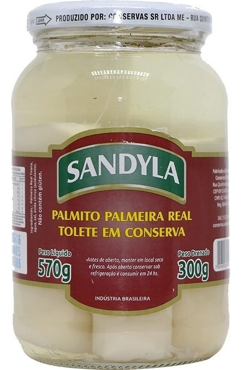 Palmito Palm Real Sandyla 300g Inteiro