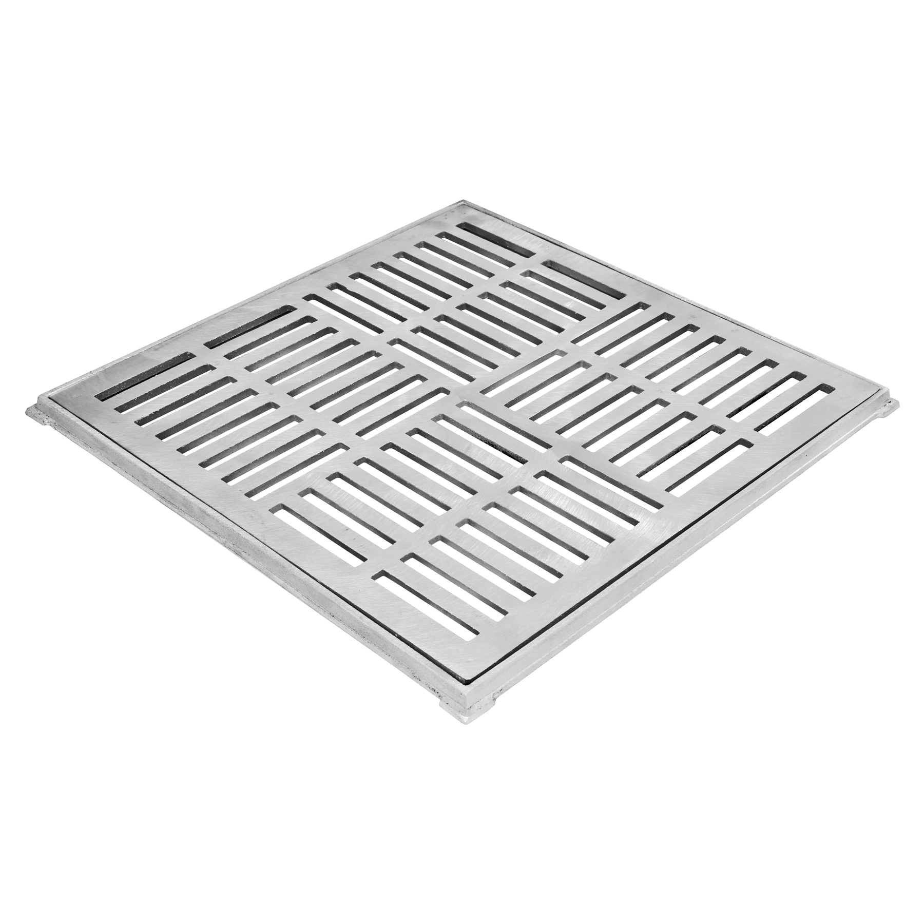 Conjunto Ralo e Porta Grelha com Caixilho Linear para Pedestres Externo Alumínio Polido 40x40cm Cinza GDA
