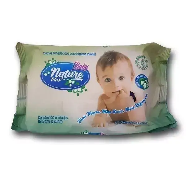 Toalhas Umedecidas Baby Nature Plus c/ 100 unidades