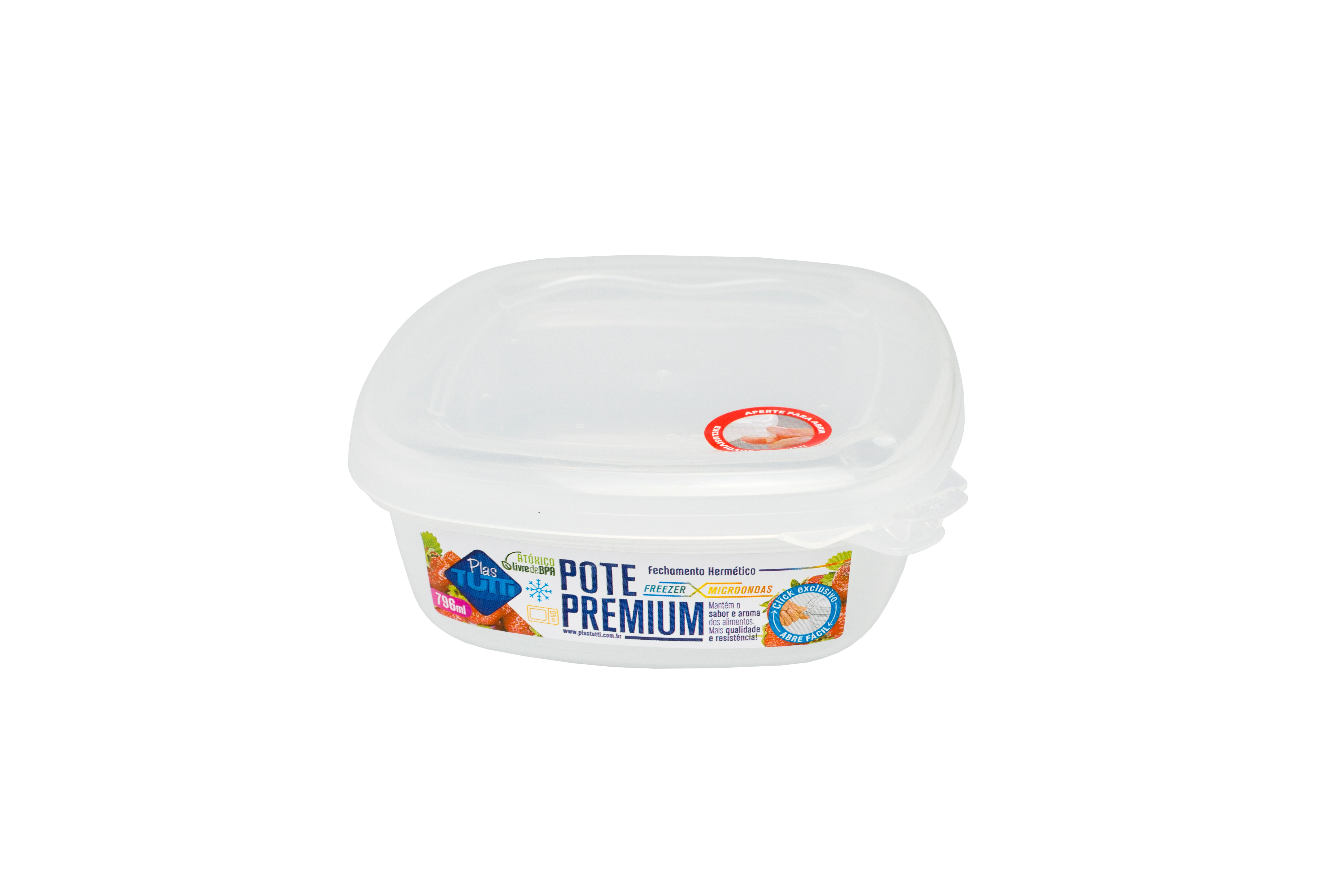 Pote Plástico Quadrado Transparente 796ml Plastutti