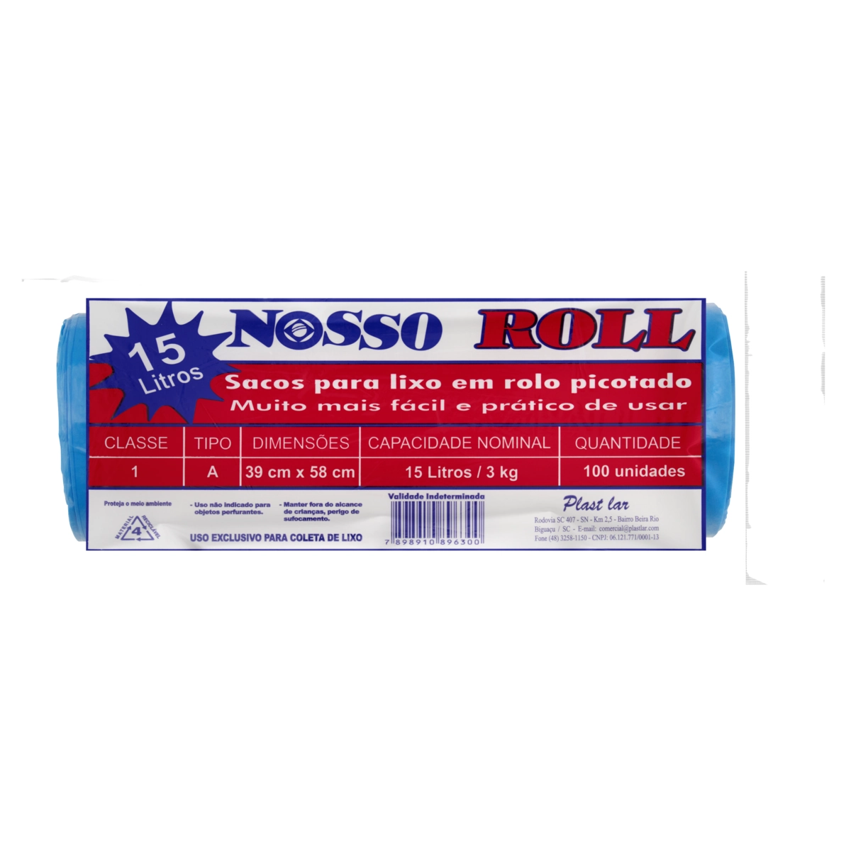 Saco De Lixo Tipo A 15l Nosso Roll 100 Unidades