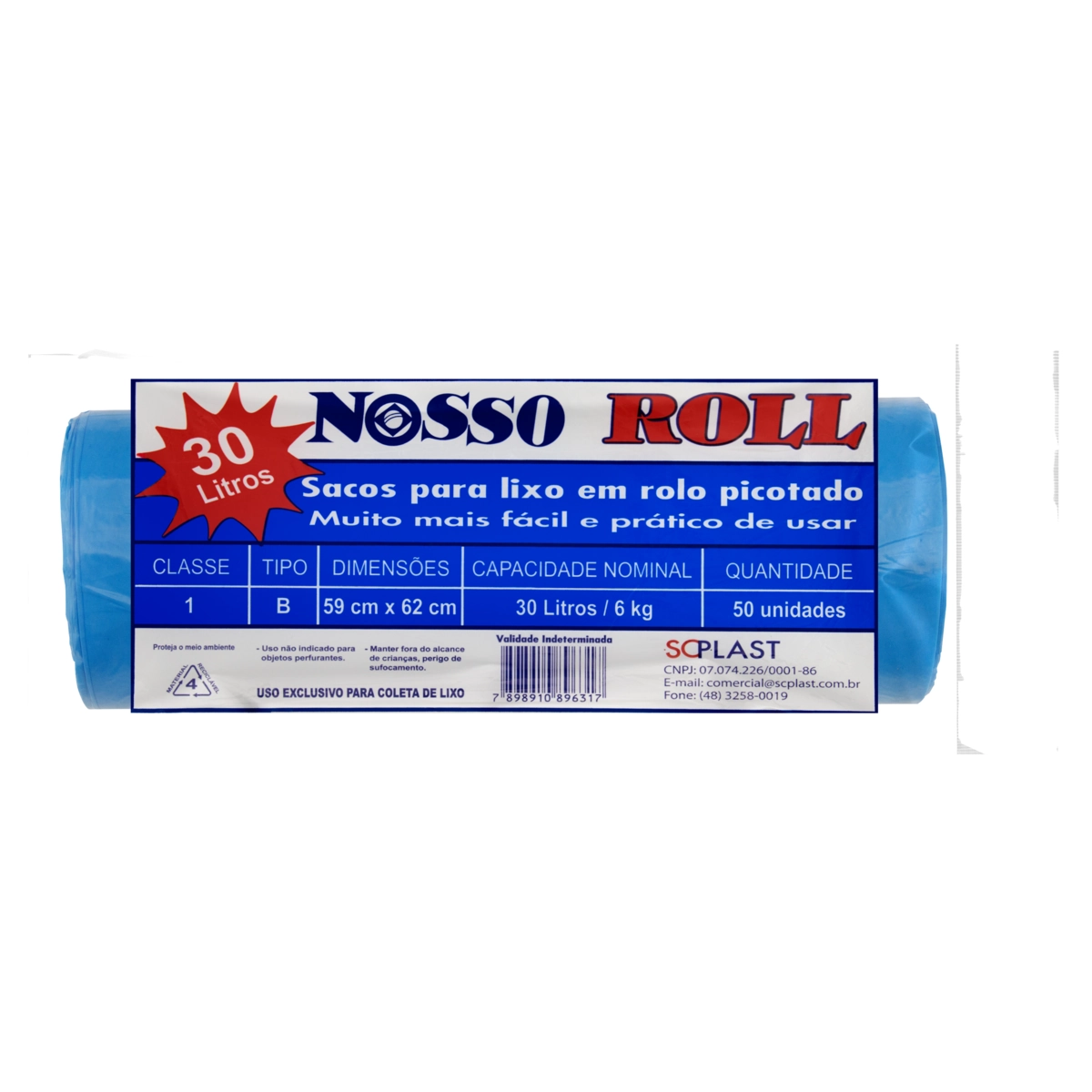 Saco De Lixo Tipo B 30l Nosso Roll 50 Unidades